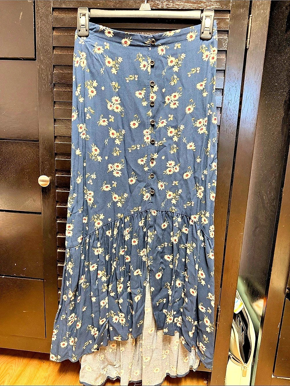 Kohl's R&J Floral Maxi Skirt in Blue & White Size XS NWT